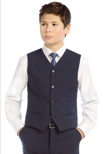 Жилет для мальчиков и подростков костюмный темно-синий из ткани 18538